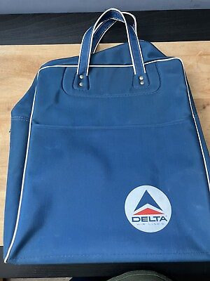 #ad Vintage Delta Airlines Carry On Tote Bag Blue amp; White $24.00