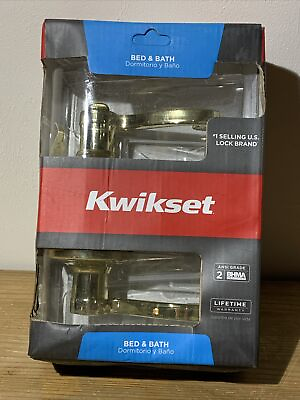#ad NEW Kwikset Polished Brass Bed Bath Lido Privacy Door Lever Polished Brass #2 $30.00