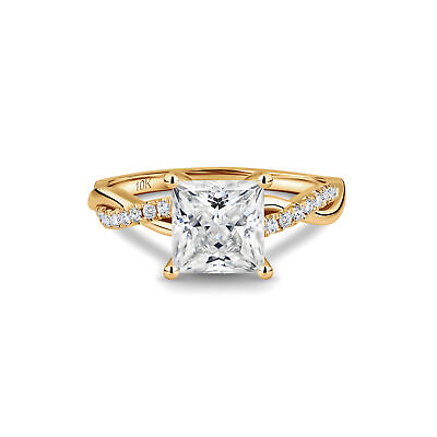 #ad ISAAC WOLF 2CT Twisted Vine Princess Cut Pavé Moissanite Engagement Ring 10k $369.99