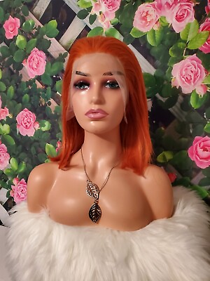 #ad Ginger Orange Human Hair Wig Full Lace Bob Wig 10 Inches. $119.90