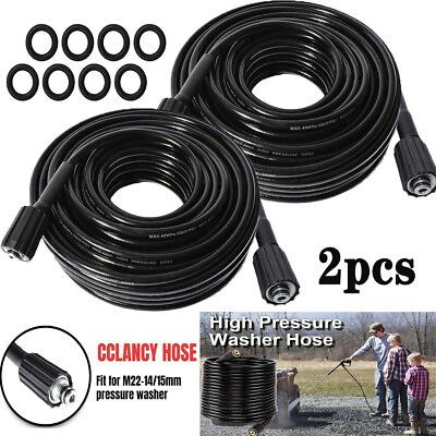 #ad 2PCS High Pressure Washer Hose 50ft 5800PSI M22 14mm Power Washer Extension Hose $39.98