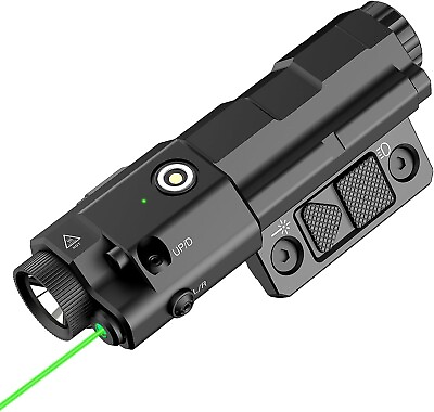 #ad TOUGHSOUL 1600lm Flashlight amp; Green Laser Sight for Picatinny amp; M Lok Dual Rail $74.99