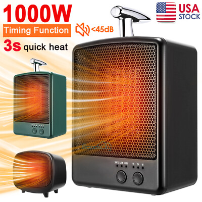 #ad Space Heaters for Indoor Use 1000W Fast Heating Ceramic Portable Heater w Timer $31.61