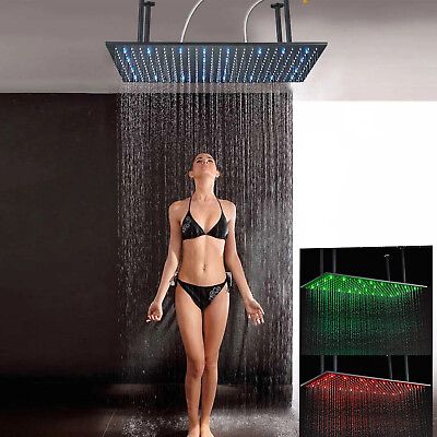 #ad Luxury LED Large Rainfall Square 16quot;x32quot; Shower Head High Pressure Top Sprayer $149.00