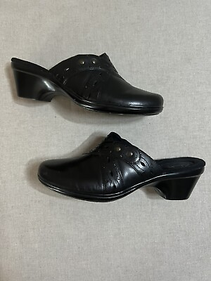 #ad #ad CLARKS BENDABLES WOMEN#x27;S BLACK LEATHER SLIP ON MULE 64946 MULES SIZE 9 M $18.99