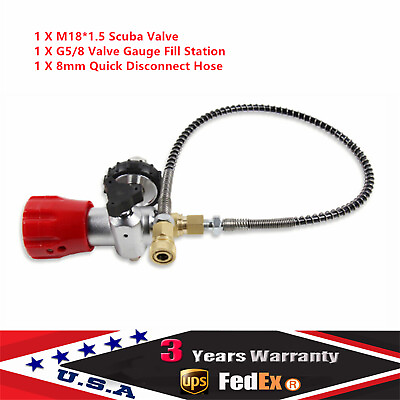 #ad G5 8 Air Valve Gauge Fill Station With Hose For PCP Air Tank M18x1.5 Thread New $71.00