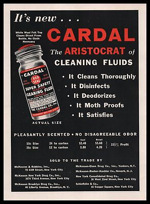 #ad 1933 Cardal Co. New York Super Safety quot;Aristocrat Of Cleaning Fluidsquot; Print Ad $17.70