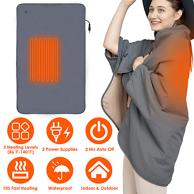 #ad Waterproof Electric Heating Blanket Throw Full Body Heated Shawl amp; Power Bank $59.99