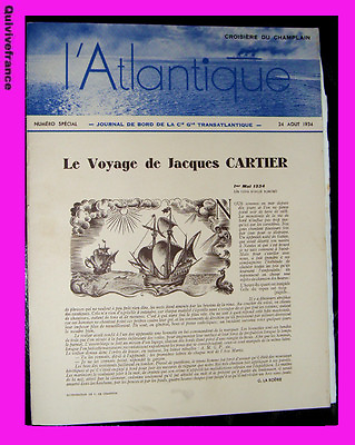 #ad The Atlantic Journal Of Edge 24 August 1934 of The S.S.Champlain $17.02