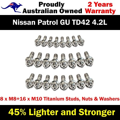 #ad Titanium Exhaust Manifold EGR amp; Turbo Stud Kit For Nissan GU Patrol TD42 4.2L AU $309.12