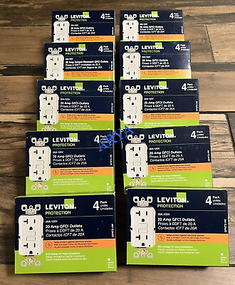 #ad 40 PCS Leviton GFNT2 4W 20A 125V GFCI Outlets Self Test Slim White $297.00
