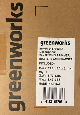 #ad Greenworks 24V 10 inch Cordless String Trimmer 2Ah Battery and Charger included $75.00