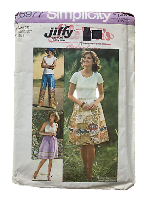 #ad #ad Simplicity 6977 Sewing Pattern Skirts Pants use a border print Sz 16 Waist 30quot; $4.88