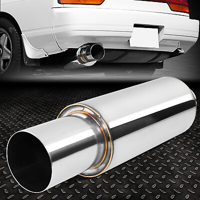 #ad 2quot;OD Inlet Stainless Steel Straight Through Exhaust Muffler 3quot; OD Round Tip $31.88