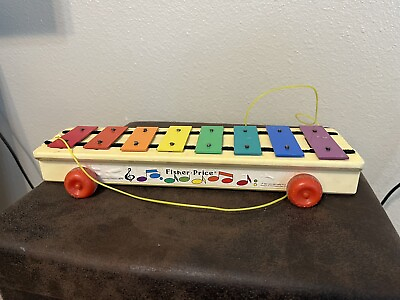 #ad Vintage Toy Fisher Price Pull A Tune #870 Xylophone $12.99