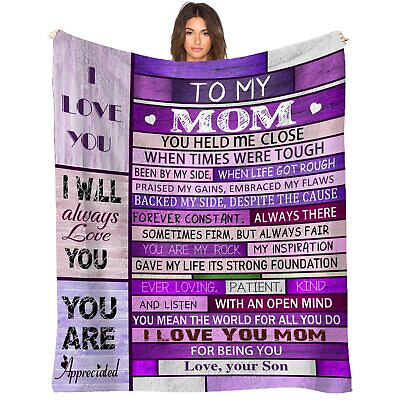 #ad Mothers Day Gifts For Mom Birthday to My Mom Blanket from Son Best Mom 60x50 $23.38