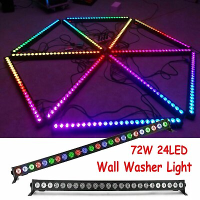 #ad UKING 72W RGB 24 LED DMX Stage Light Bar Wall Washer DJ Party Disco Club Remote $74.99