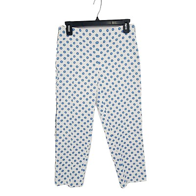 #ad #ad Blue Les Copains Women#x27;s Casual Ankle Length Pants While with Blue Polka Dots 12 $35.00