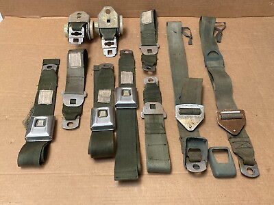 #ad #ad 1969 Lincoln Deluxe Seat Belt Parts Lot with Retractors Ford FoMoCo Script GREEN $320.00