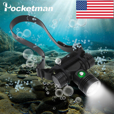 #ad 200000LM Diving Headlamp Underwater Headlight Led Scuba Head Flashlight Torch $30.99