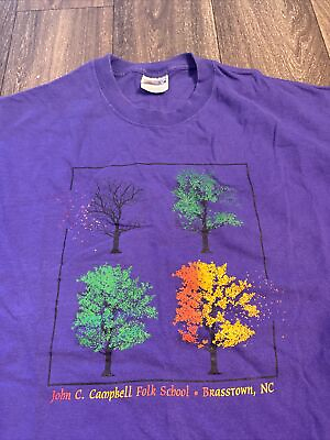 #ad #ad Vintage Campbell Folk Scool Brasstown North Carolina Purple Tree Graphic T Shirt $19.99