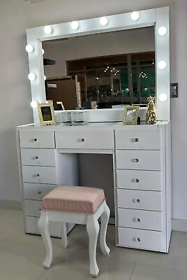 #ad Vanity Mirror with Lights You Can Connect The Dryer The Iron Etc. Chair Inc. $800.00