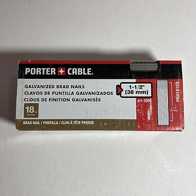 #ad Porter Cable PBN18150 18 Ga 1 1 2quot; Galvanized Brad Nails 5000 Nails. Unopened $17.99