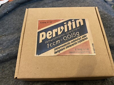 #ad 4 Bottle Box And Leaflet Repro Pervitin Panzer Pill Box German Wehrmacht GBP 15.00