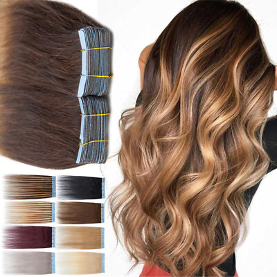 #ad CLEARANCE THICK Tape In 150G Skin Weft 100% Remy Human Hair Extensions OMBRE US $122.27