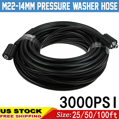 #ad High Pressure Washer Hose 25 50 100ft 3000PSI M22 Power Washer Extension Hose US $27.00