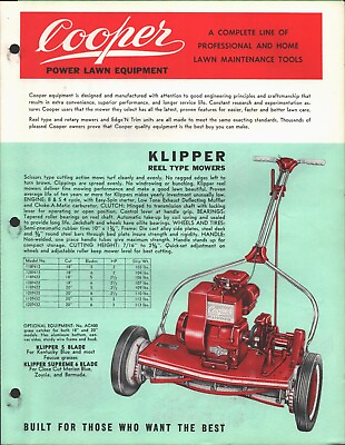 #ad 1960s COOPER POWER LAWN EQUIPMENT vintage advertising brochure LAWNMOWERS EDGERS $9.99