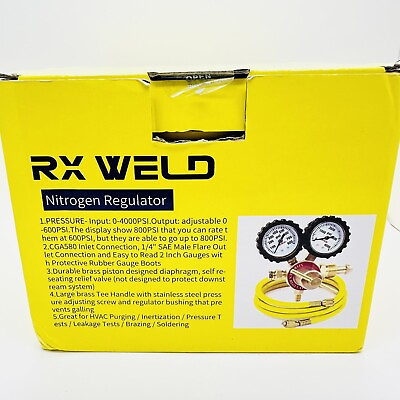 #ad RX WELD Nitrogen Regulator with 0 800 PSI Delivery Pressure Equipment Brass Inle $44.99