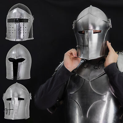 #ad MEDIEVAL VISORED BARBUTA HELMET COLLECTION ARMOUR 18 GUAGE STEEL HANDMADE GIFTS $74.99