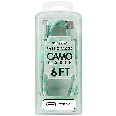#ad Charger Cable USB C LIQUIPEL Powertek Fast Charge Camo Cable 6 FT Green $3.99