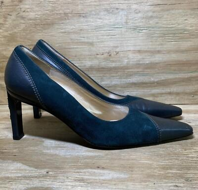 #ad St John High Heels Size 36 US 6 Green Grey Suede Leather Pumps Made in Italy $16.99