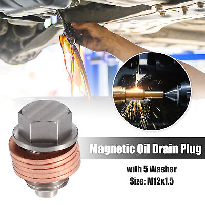 #ad 1 Set Magnetic Oil Drain Plug for Car M12x1.5 with 5 Washer Stainless Steel $13.99