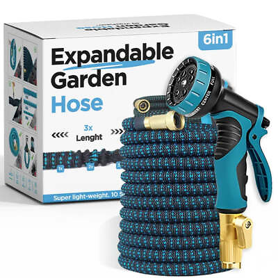 #ad 100FT Expandable Expanding Flexible Outdoor Garden Water Hose w Spray Nozzle US $34.90