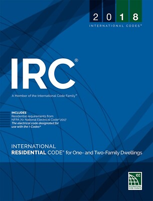 2018 IRC International Residential Code for One amp; Two Family Paperback Book ICC $60.00