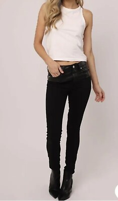 #ad Dear John High Waisted Skinny Pixie Jeans Vegan Leather Black Size 28 BNWT $45.00