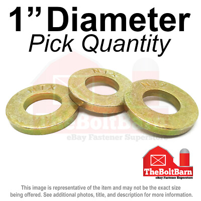 #ad 1quot; SAE Extra Thick Flat Washers Grade 8 Steel Zinc Yellow Pick Quantity $163.34