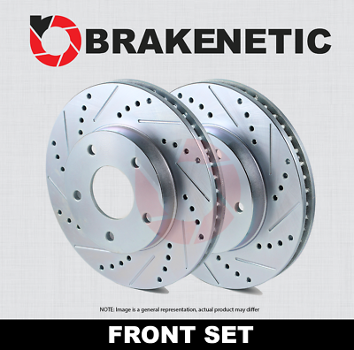 #ad FRONT SET BRAKENETIC Sport Drilled Slotted Brake Disc Rotors BNS44215.DS $233.00