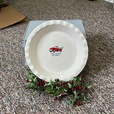 #ad Rae Dunn 10quot; Pie Plate HOME FOR THE HOLIDAYS $18.00
