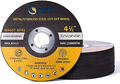 #ad 100Pack 4.5quot; Cut Off Wheels 4 1 2 x1 16 x7 8quot; Metal Stainless Steel Cutting Disc $39.97
