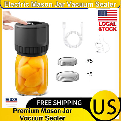 #ad Mason Jar Vacuum Ever Sealer Electric Kit Automatic Cordless Can Sealing Machine $19.99