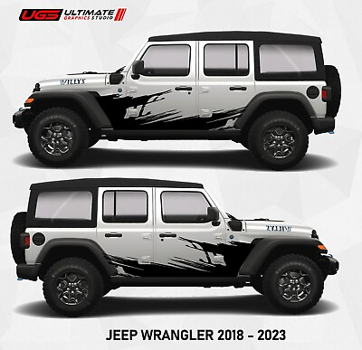 #ad Graphics Mud Splash Car Sticker For Jeep Wrangler 18 23 4X4 Off Road Side Decal $79.99