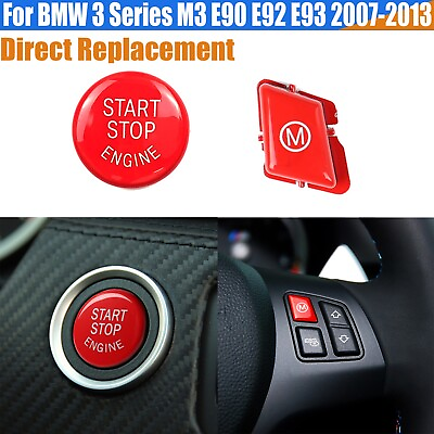 #ad Red Steering Wheel MSTART STOP ENGINE Button For BMW E90 E91 E92 E93 M3 2007 13 $10.35