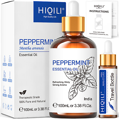 #ad HIQILI Peppermint Essential Oil 3.38oz Pure Natural Mint Oil Strong Aromatherapy $10.75