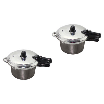 #ad 2PCS Miniature Silver Pressure Cookers for Dollhouse Kitchen $8.98