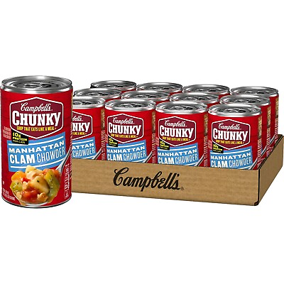 #ad Campbell#x27;s Chunky Soup Manhattan Clam Chowder 🥘 18.8 Ounce Can Case Of 12 $38.80