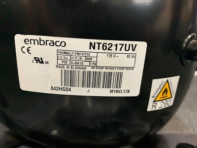 #ad Embraco Compressor Mod.: NT6217UV 1 2 HP Medium Back Pressure R290 115v 60 1 $260.00